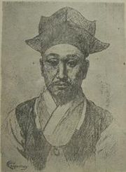 홍종우 초상화(위키피디아). 남양 홍씨 남양군파였던 홍종우는 몰락 양반의 집에서 1854년 경기도 안산에서 태어났다. 1894년 민영소로부터 암살 지령을 받은 홍종우는 일본에서 상하이로 김옥균과 함께 이동하여 상하이에 있는 미국 조계지의 티에마로(鐵馬路)에 있던 일본인 소유의 3층 여관인 뚱허(동화)양행에서 김옥균에게 세 발을 쏘았다. (사진=위키피디아)