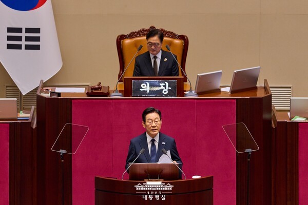 이재명 대통령은 11월 4일 오전 10시 국회에서 2026년 예산안 관련하여 시정연설을 했다.(사진=대통령실)